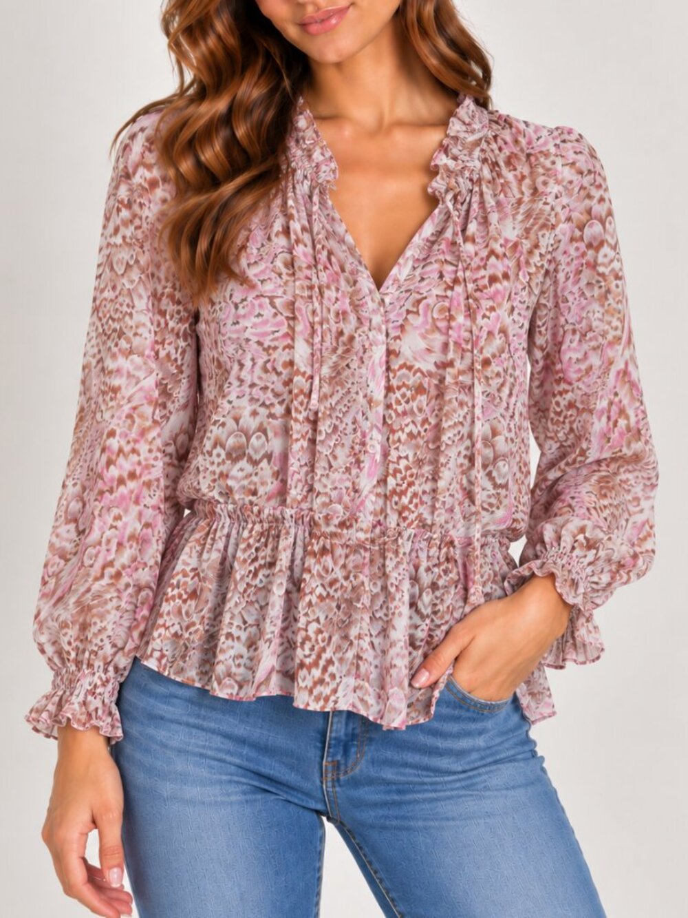 bellatrix  long sleeve feather like detail top size M (210)